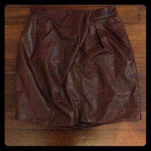 Leather Halston burgundy mini skirt